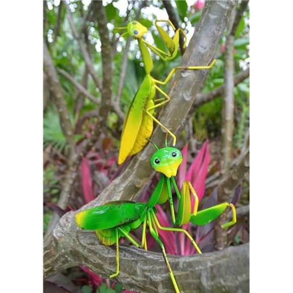 5 Metal Mantis Garden Yard Art Decor Set of 2Lawn Patio Tree Ornaments Sculpture - Picture 3 of 6